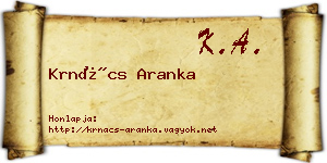 Krnács Aranka névjegykártya